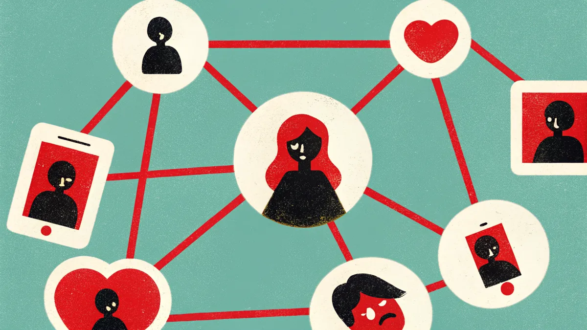 Amistades desvaneciéndose simbolizadas por siluetas que se alejan en un camino.